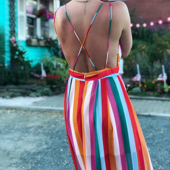 🆕Dorothy Statement Stripes Deep V Maxi Dress - Picture 5 of 8